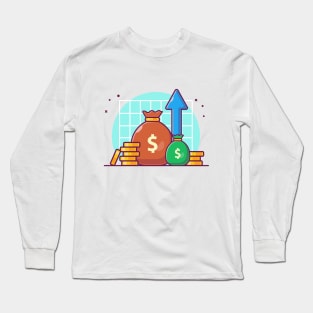 Stack and sack of money cartoon Long Sleeve T-Shirt